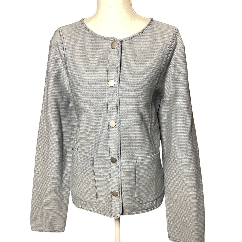 J. Jill Pure Jill Indigo Jacket Womens Large Blue Cotton Button Front Chore Coat